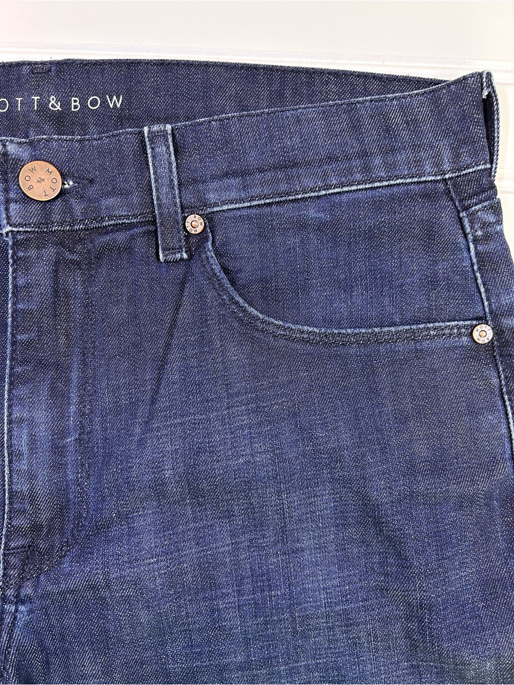 Mott & Bow Mosco Jeans Mens 31x32 Dark Wash Indigo Denim Straight Slim Stretch - Picture 5 of 15